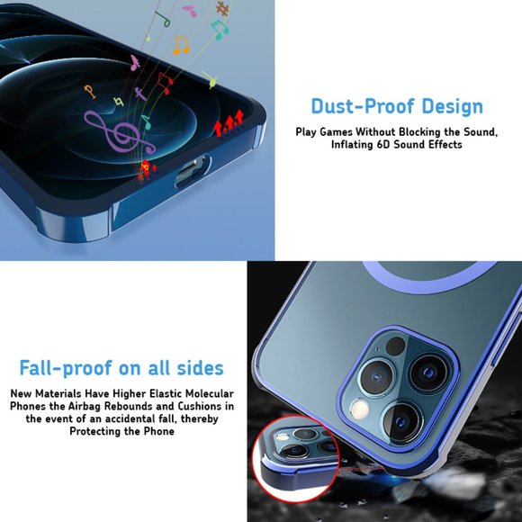 Clear MagSafe Case for iPhone 12 Pro max Mini Color Ring Magnetic Cover Black - Picture 11 of 17